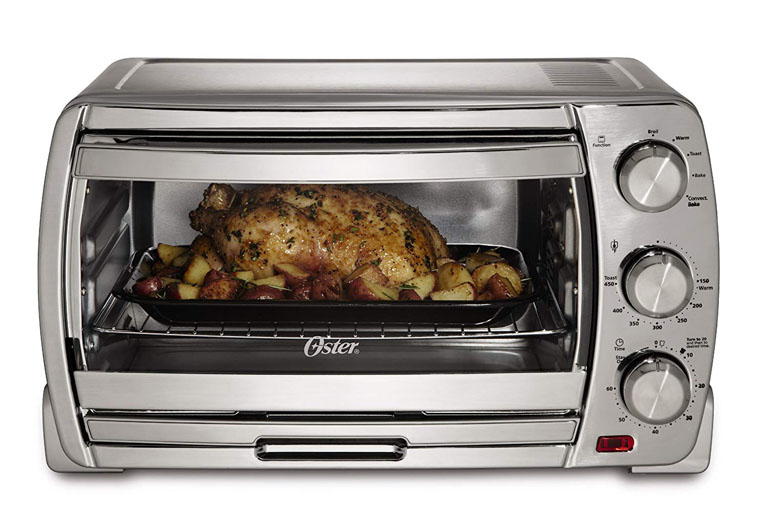 oster toaster oven with chicken inside