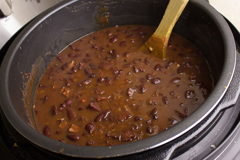 red beans and rice cooked using instant pot