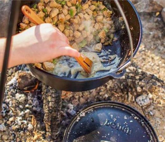 Lodge Dutch Oven with food being cooked